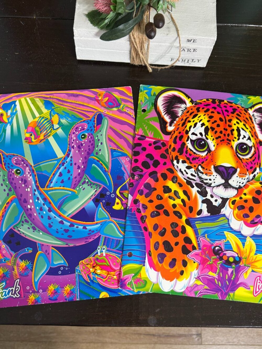 Vintage Lisa Frank 2-Pocket Folders Lot of 2 - Hunter and Dolphin Divers GUC Lot